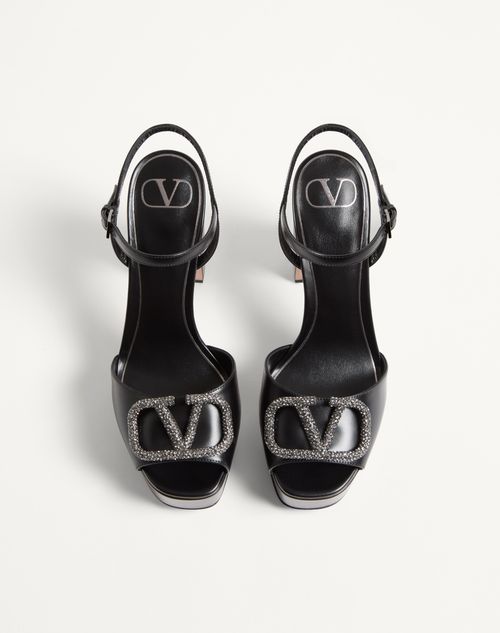 Valentino Garavani - Sandal With Vlogo Signature Platform In Calfskin 115mm - Black - Woman